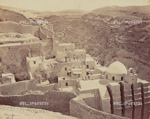PDC-S-000275-0013 - View from the side, seen from above, of the convent of Marsaba - Date of photography: 1860-1870 ca. - Alinari Archives, Florence