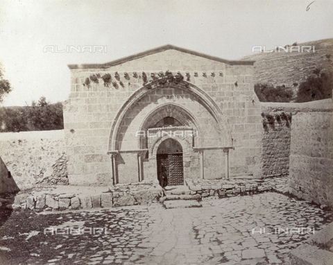 PDC-S-000275-0025 - Mary's tomb, in Jersualem. In the doorway, a man standing - Date of photography: 1860-1870 - Alinari Archives, Florence