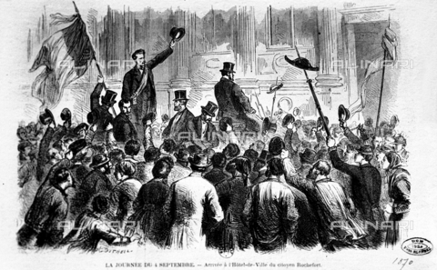 RVA-S-001361-0006 - Proclamation of the Republic, on September 4, 1870. Arrival at Paris city hall. Henri Rochefort (1831-1913), French journalist and politician, after his release. French National Library. - Albert Harlingue / Roger-Viollet/Alinari