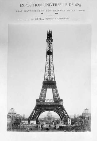 RVA-S-037184-0013 - Esposizione Universale del 1889: Stato di avanzamento della fasi di costruzione della Torre Eiffel a Parigi - Data dello scatto: 02/02/1889 - Léopold Mercier / Roger-Viollet/Alinari
