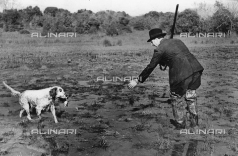 TCI-S-000441-AR10 - Bringing back green-winged teal, hunter with dog - Date of photography: 1950 ca. - Touring Club Italiano/Alinari Archives Management