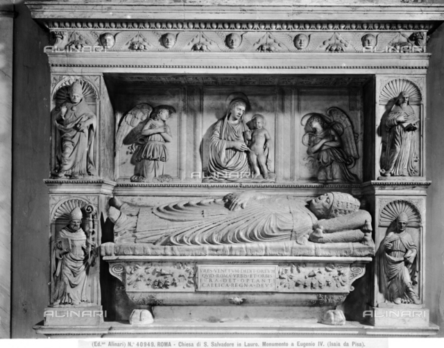 Monumento Sepolcrale Di Eugenio Iv Particolare Marmo Isaia Da Pisa Att 1447 1464 Chiesa Di San Salvatore In Lauro Roma Alinari